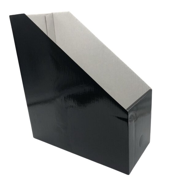 Corrugated Cardboard Paper File Rack Black Magazine Holder Organizer - Picture 5 of 8